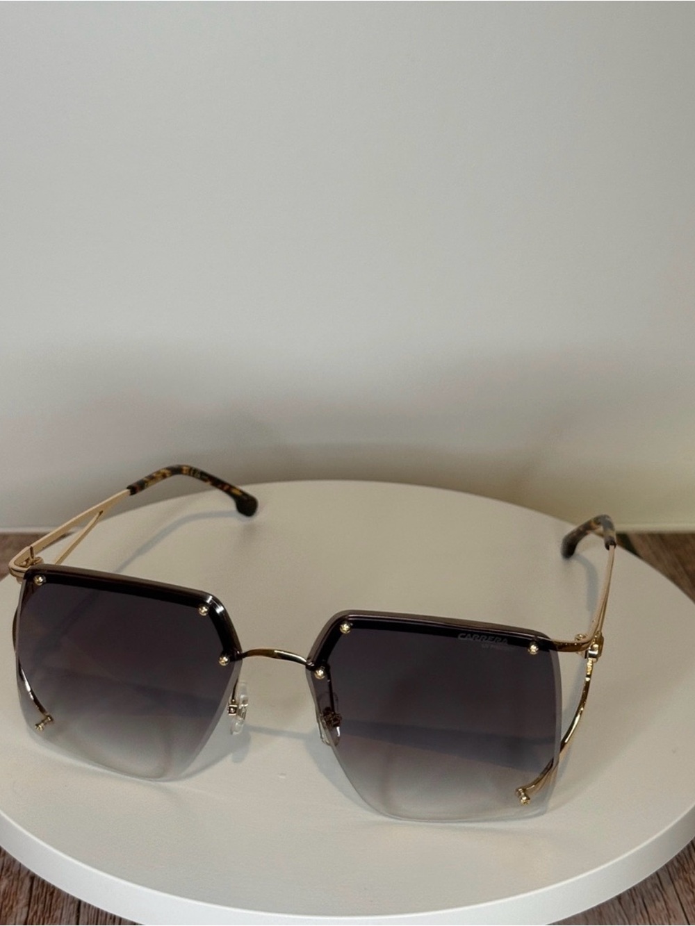 Carrera Women Gold Frame Sunglasses with Gradient Gray Lenses